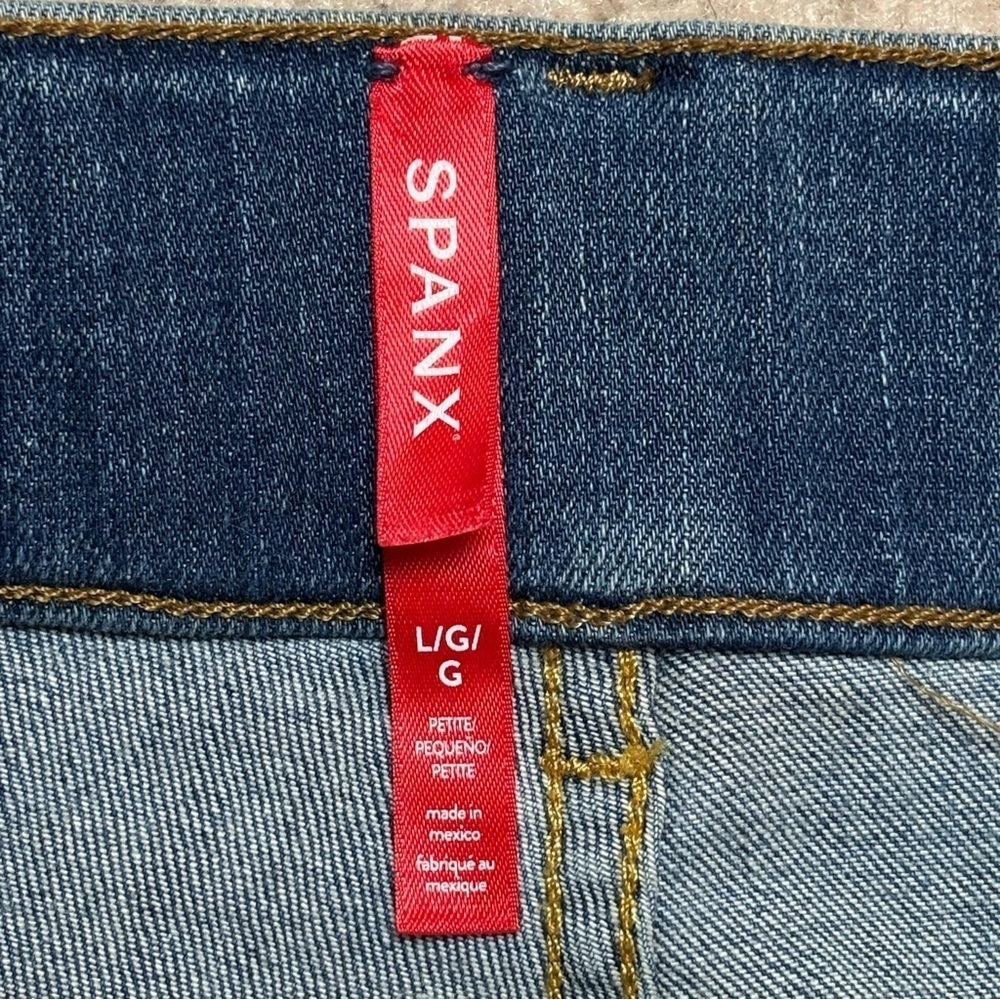 Spanx Pull On Seamed Front Wide Leg Jeans Vintage Indigo Petite Large - Picture 6 of 17